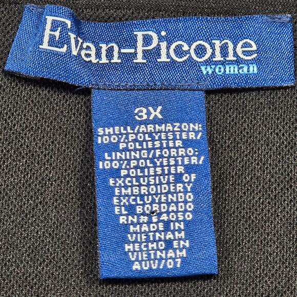 Evan-Picone Black Embroidered Shirt Classic Short Sleeve Top Womens Plus Size 3X - Picture 3 of 8